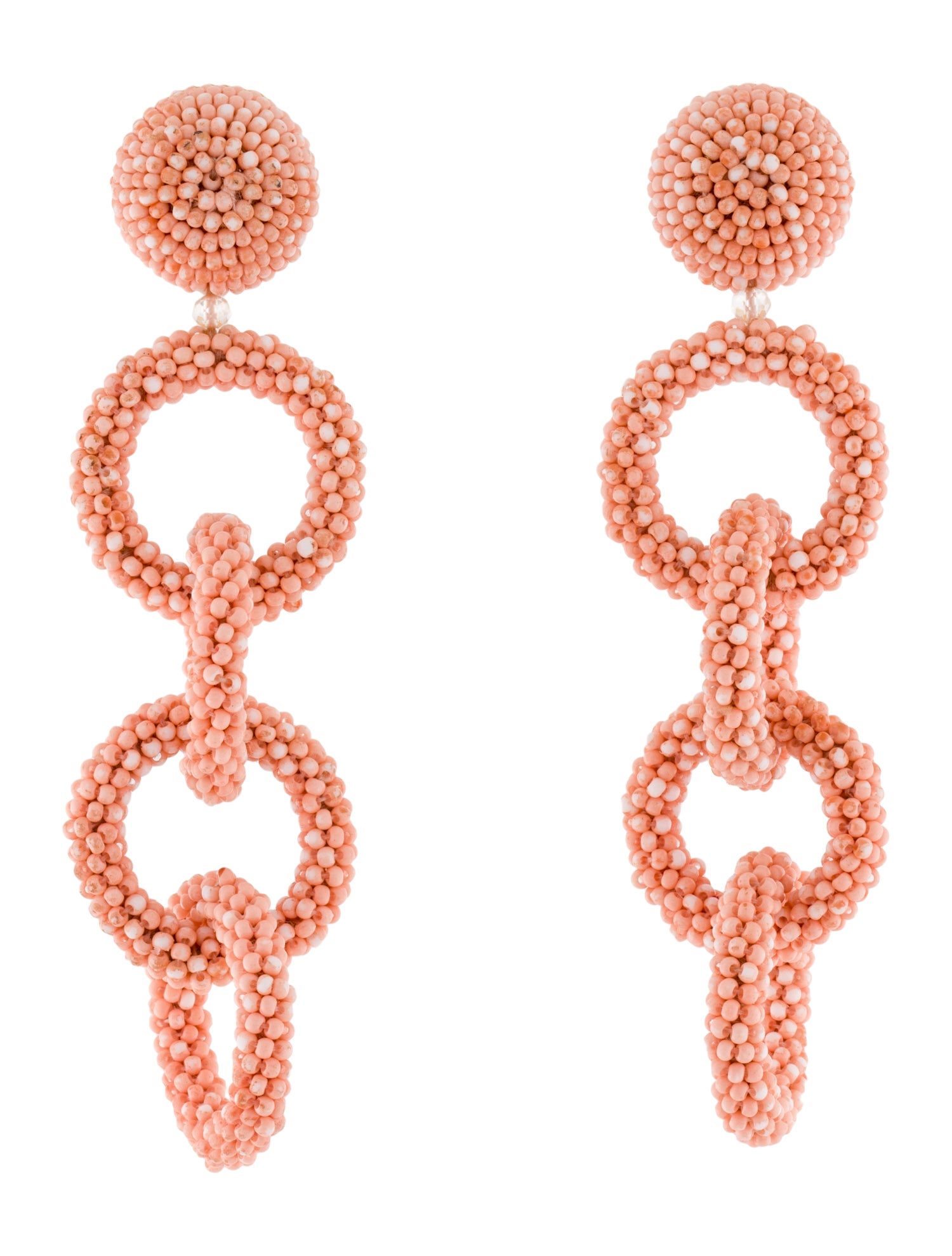 Oscar de la Renta Beaded Chain Clip-On Drop Earrings