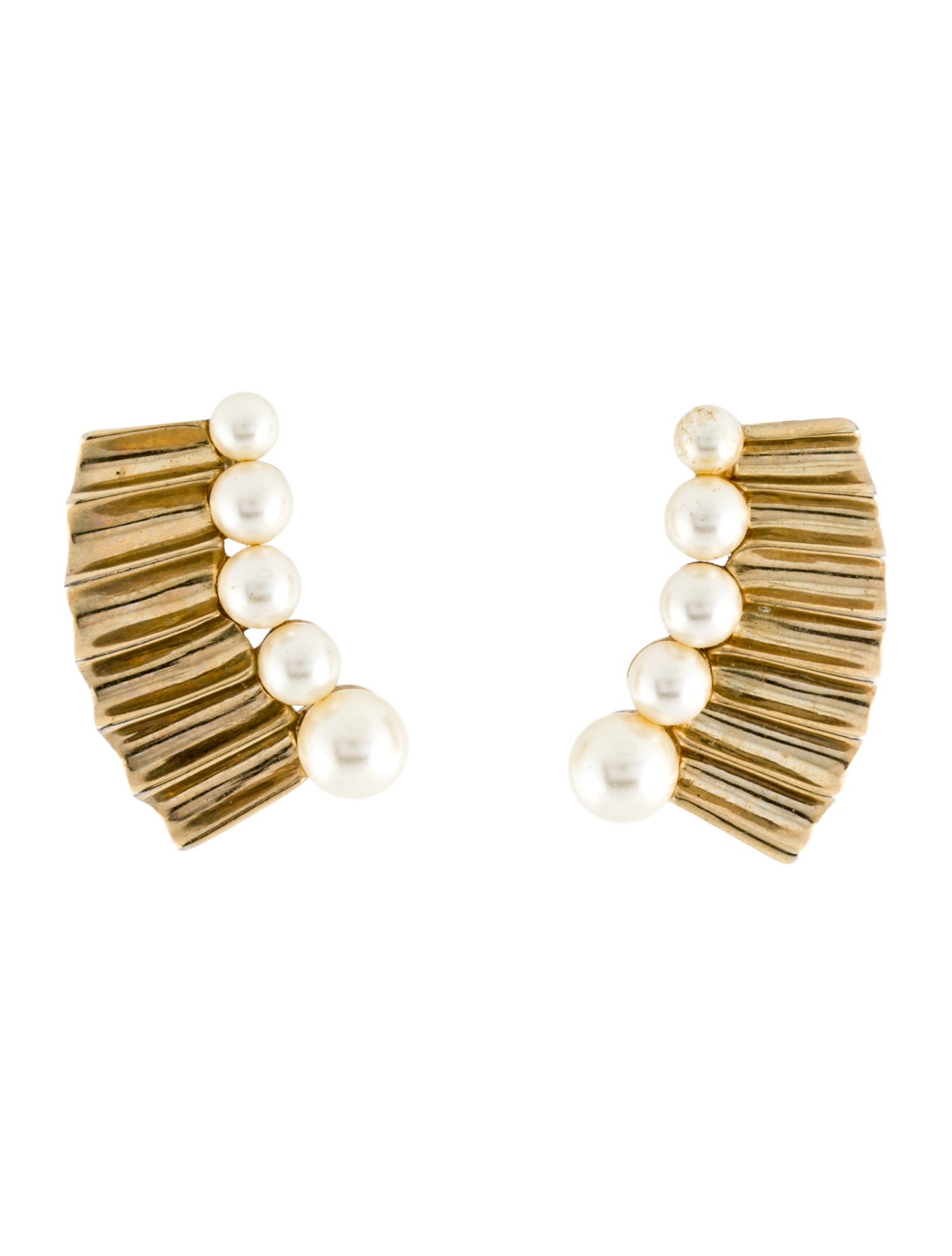 Oscar de la Renta Faux Pearl Ribbon Clip-On Earrings