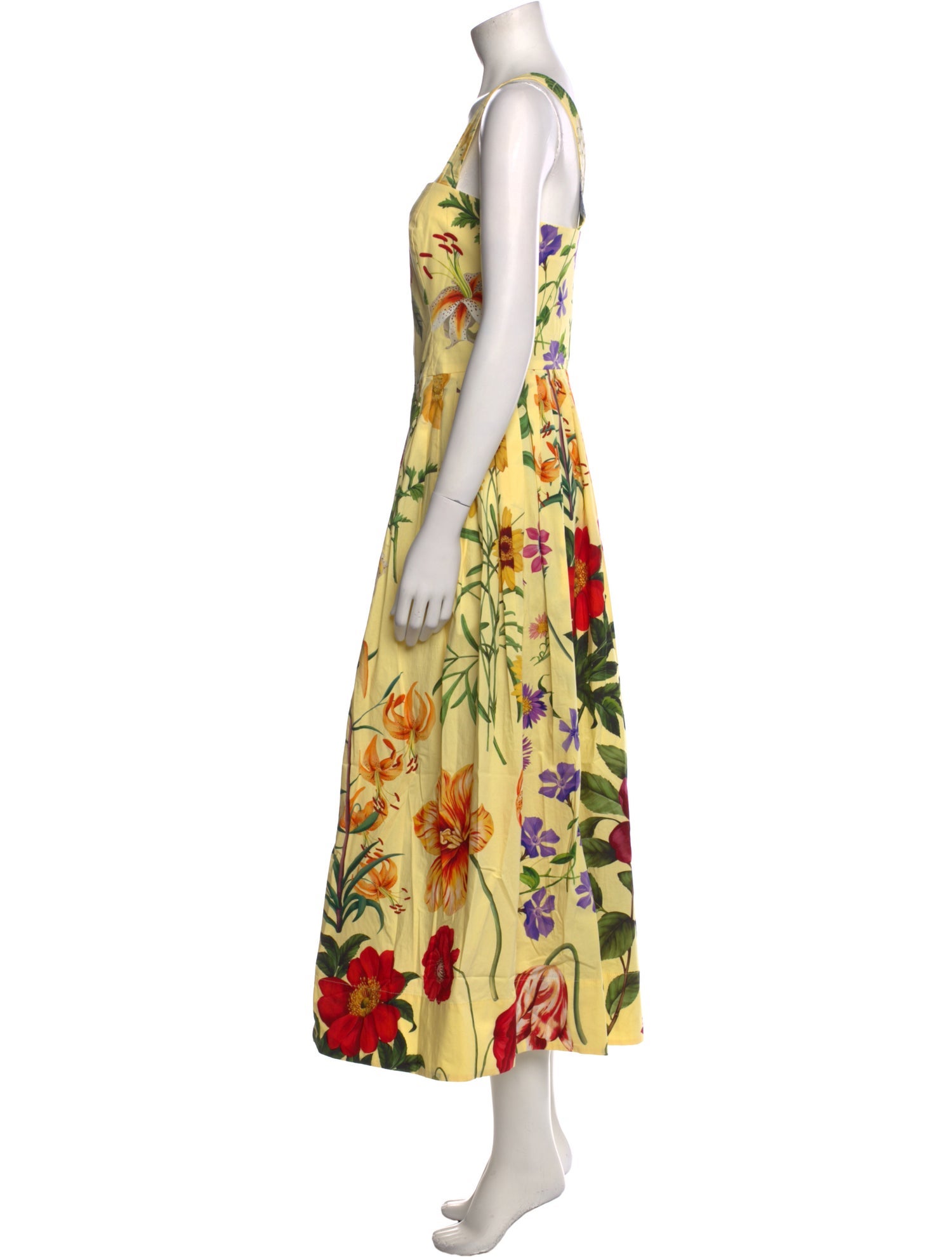 Oscar de la Renta Floral Print Long Dress