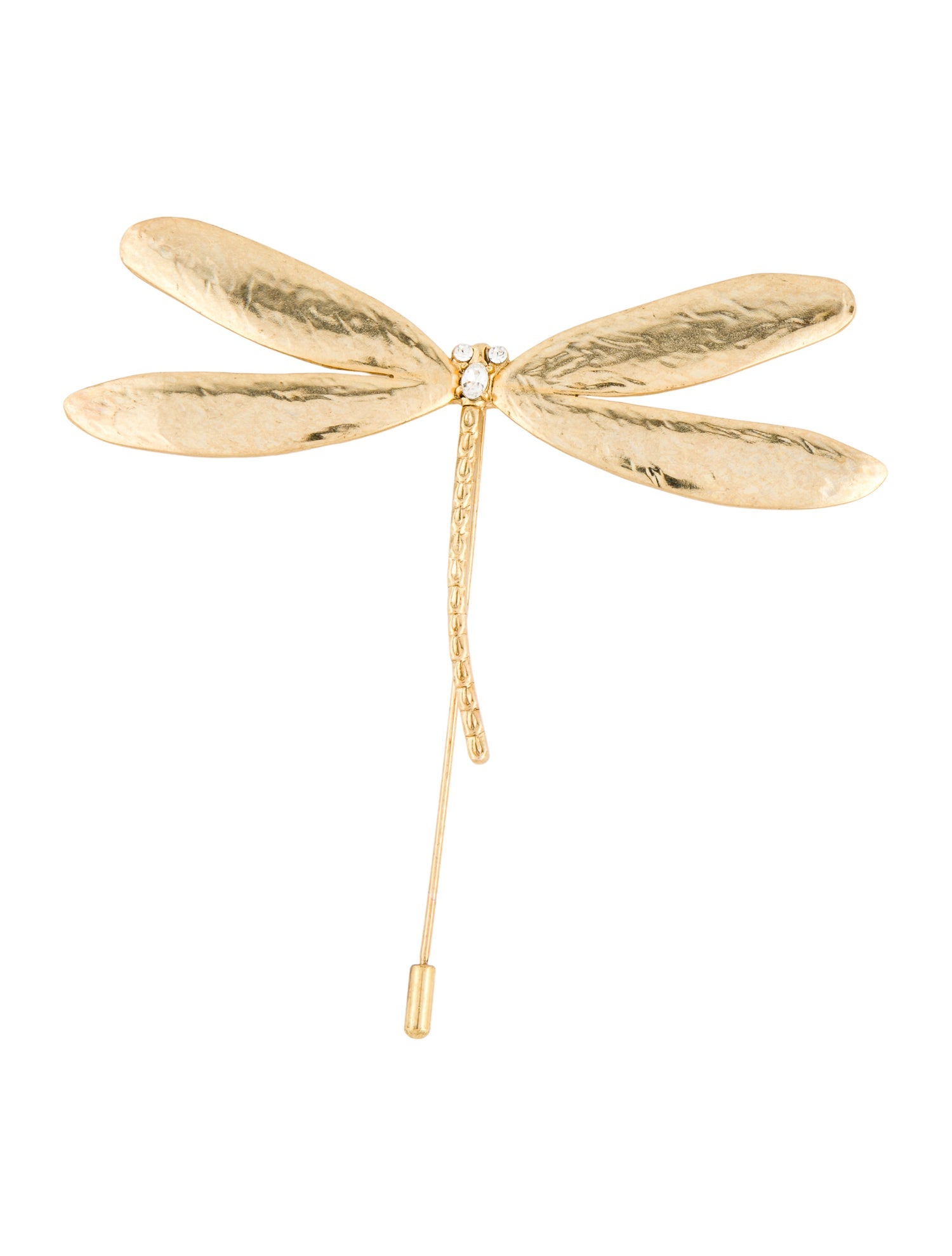 Oscar de la Renta Crystal Dragonfly Stick Pin Brooch