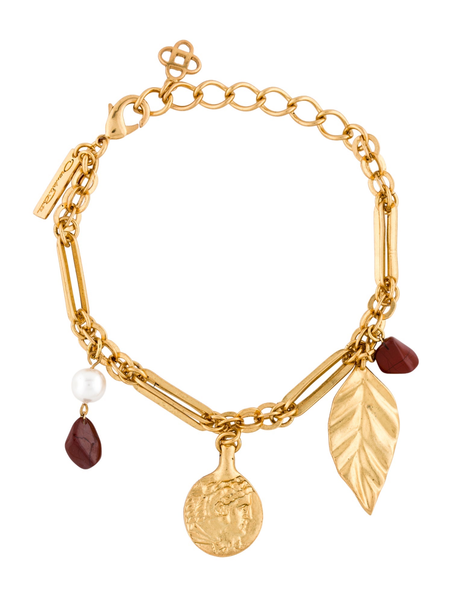 Oscar de la Renta Faux Pearl & Resin Charm Bracelet