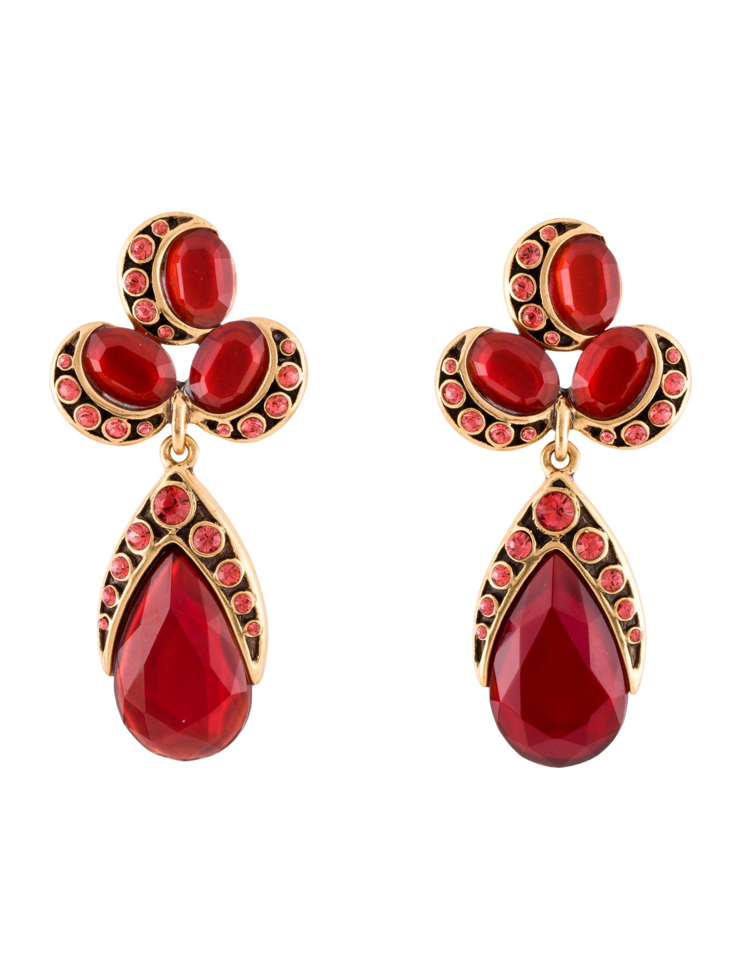 Oscar de la Renta Crystal Drop Clip-On Earrings
