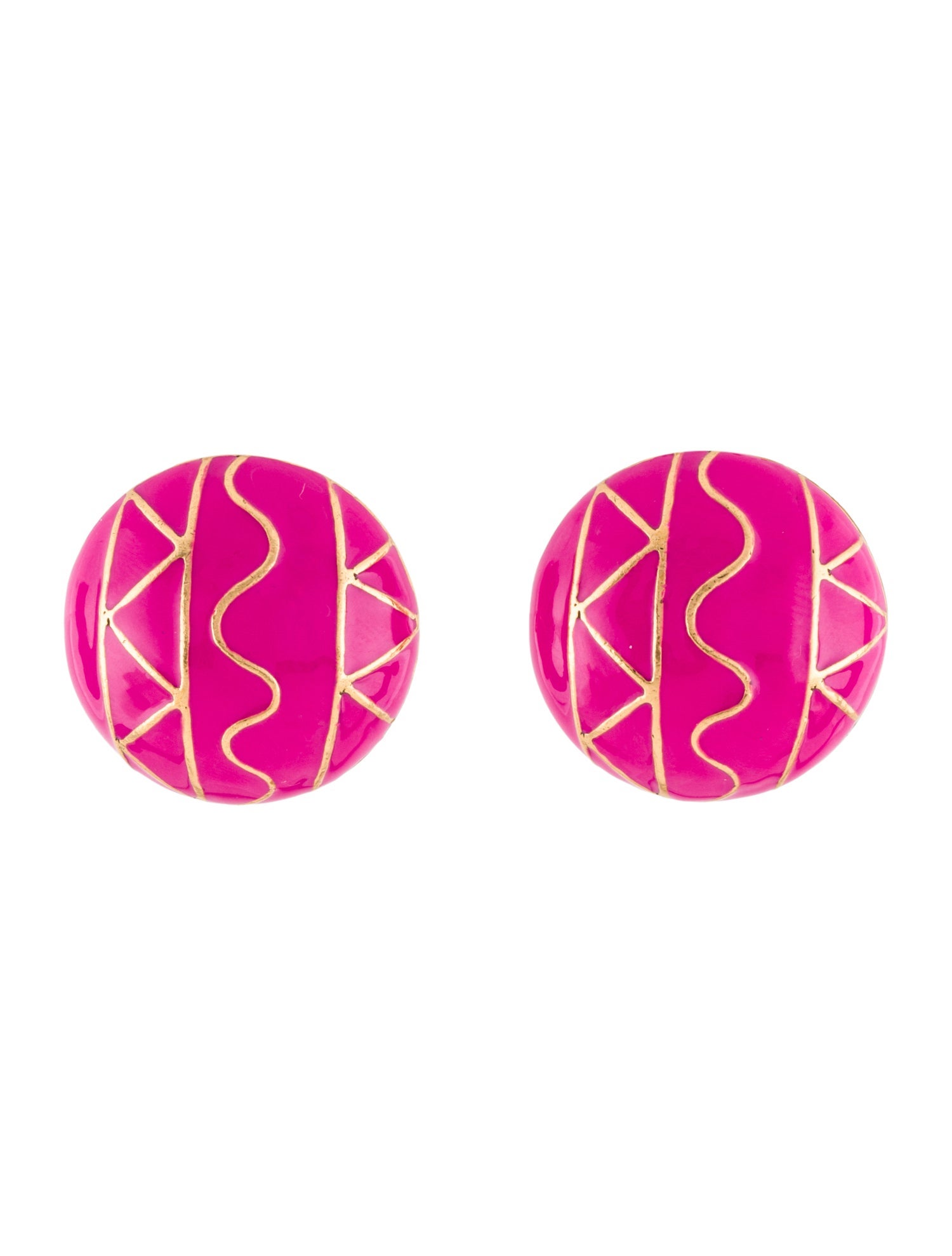 Oscar de la Renta Enamel Clip On Earrings