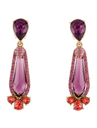 Oscar de la Renta Crystal Clip-On Drop Earrings