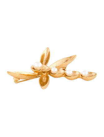 Oscar de la Renta Faux Pearl Dragonfly Brooch