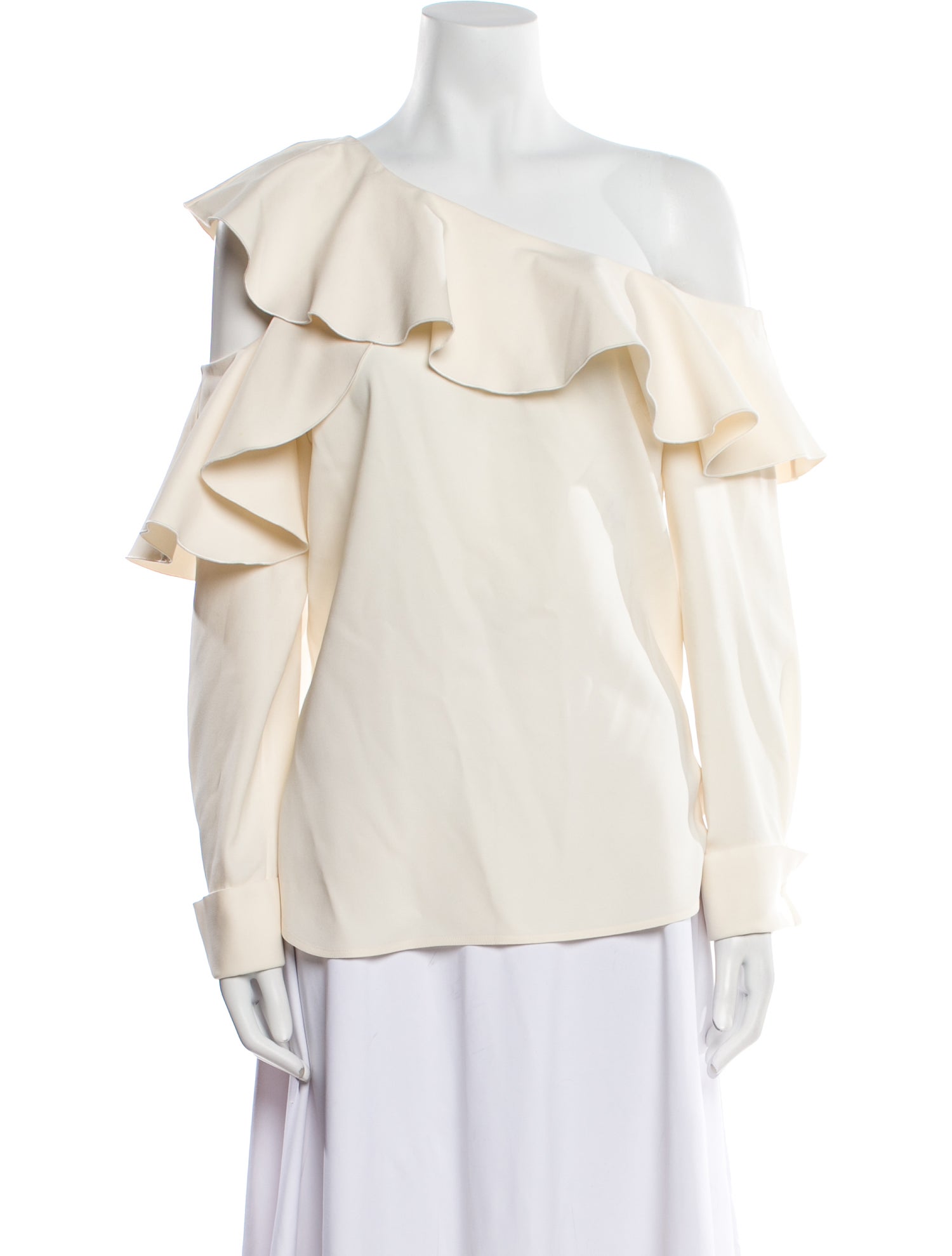 Oscar de la Renta One-Shoulder Long Sleeve Blouse