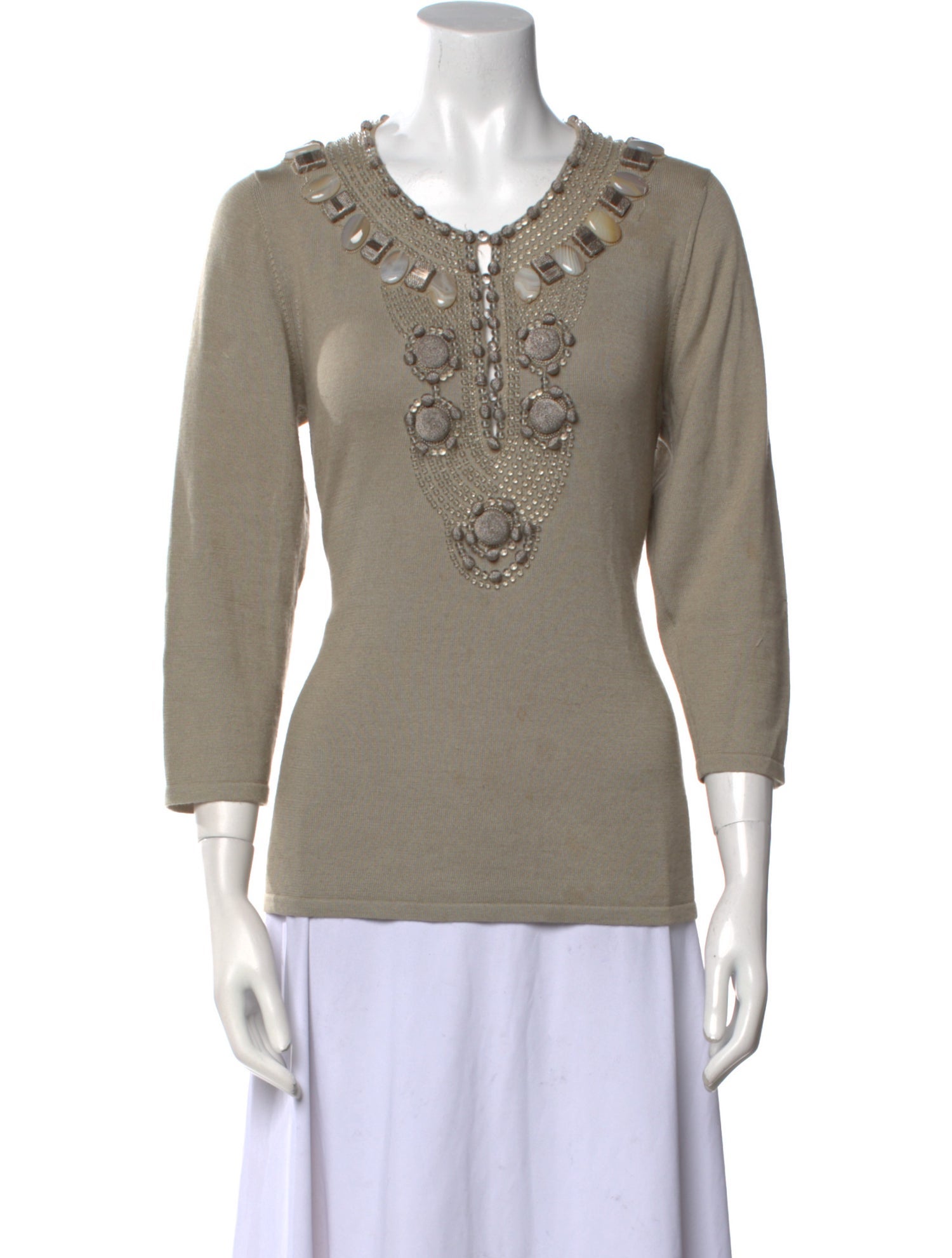 Oscar de la Renta Cashmere V-Neck Top