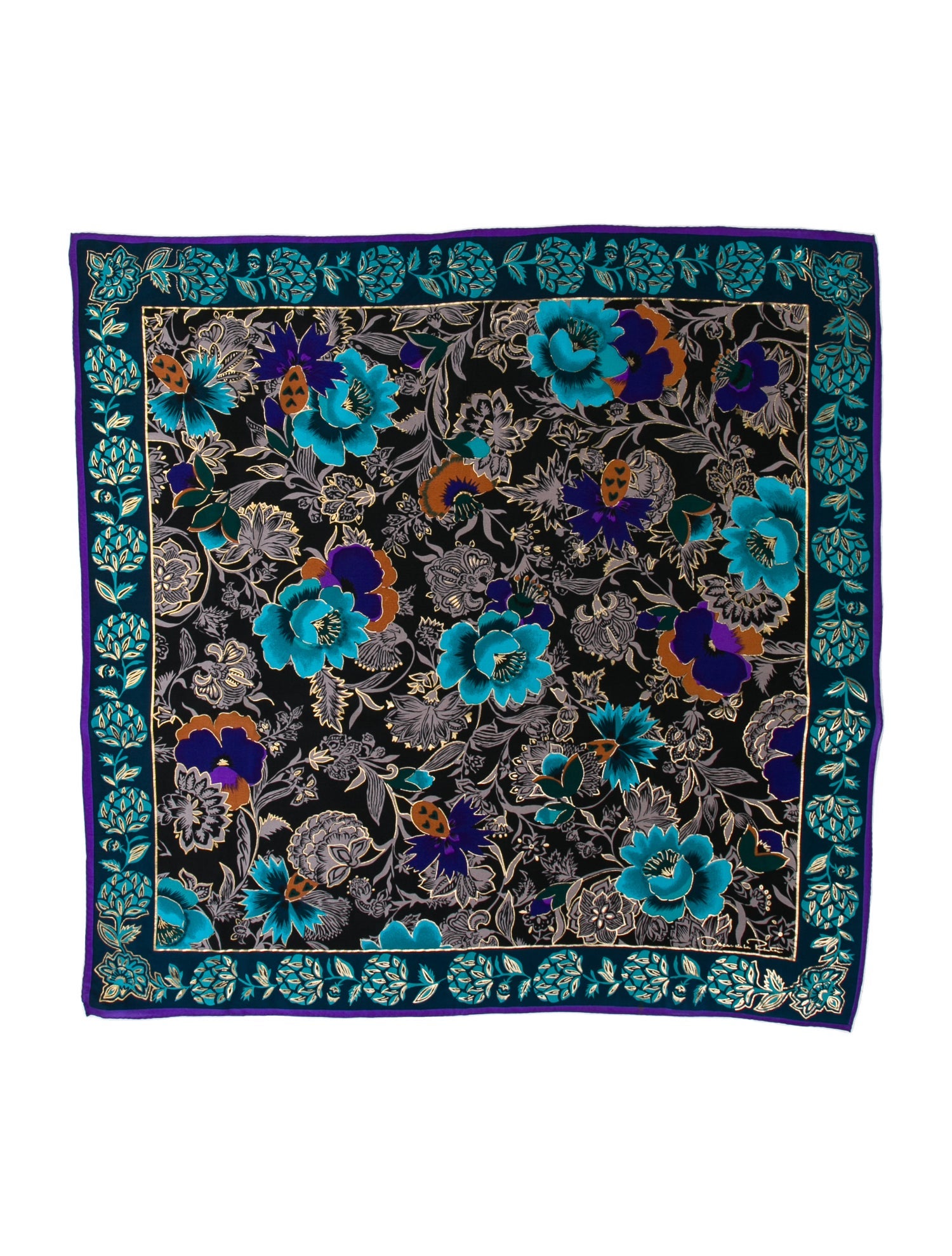 Oscar de la Renta Silk Floral Print Scarf