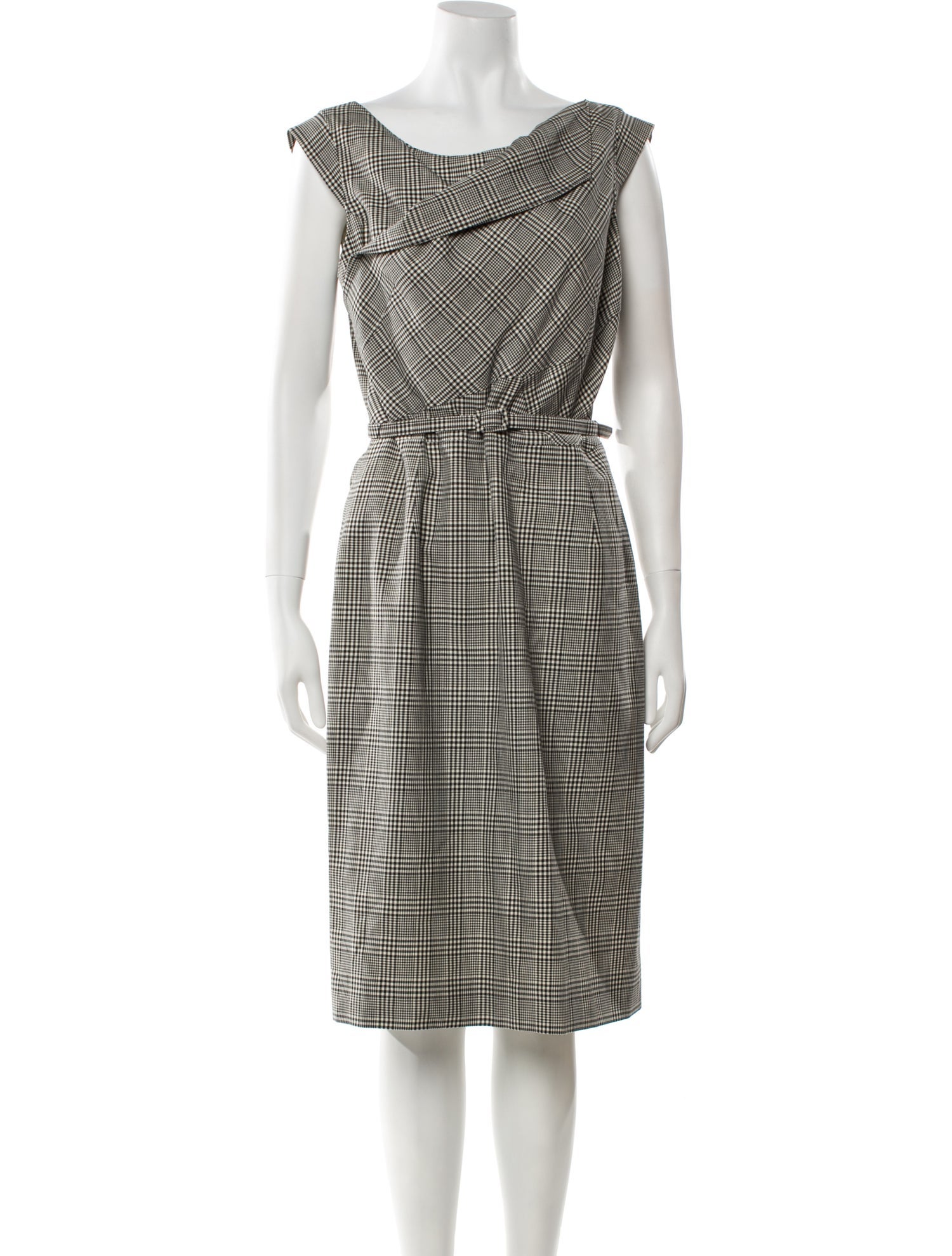 Oscar de la Renta Plaid Print Knee-Length Dress