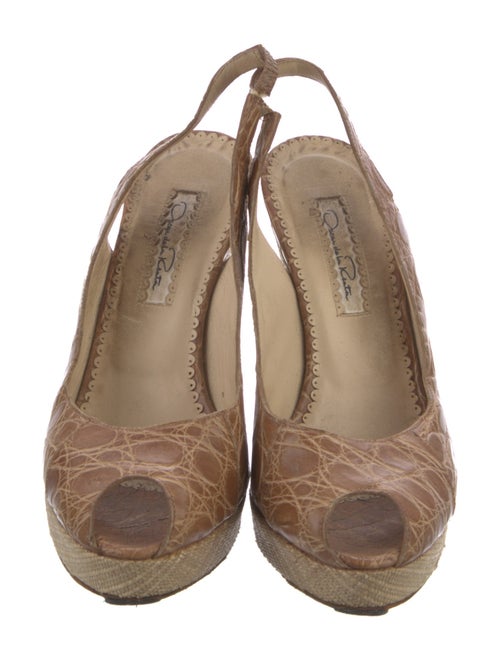 Oscar de la Renta Crocodile Cutout Accent Slingback Sandals