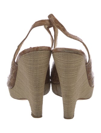 Oscar de la Renta Crocodile Cutout Accent Slingback Sandals