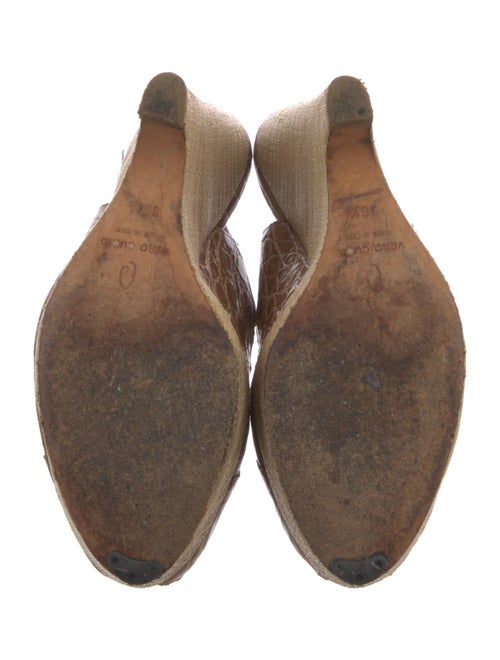 Oscar de la Renta Crocodile Cutout Accent Slingback Sandals