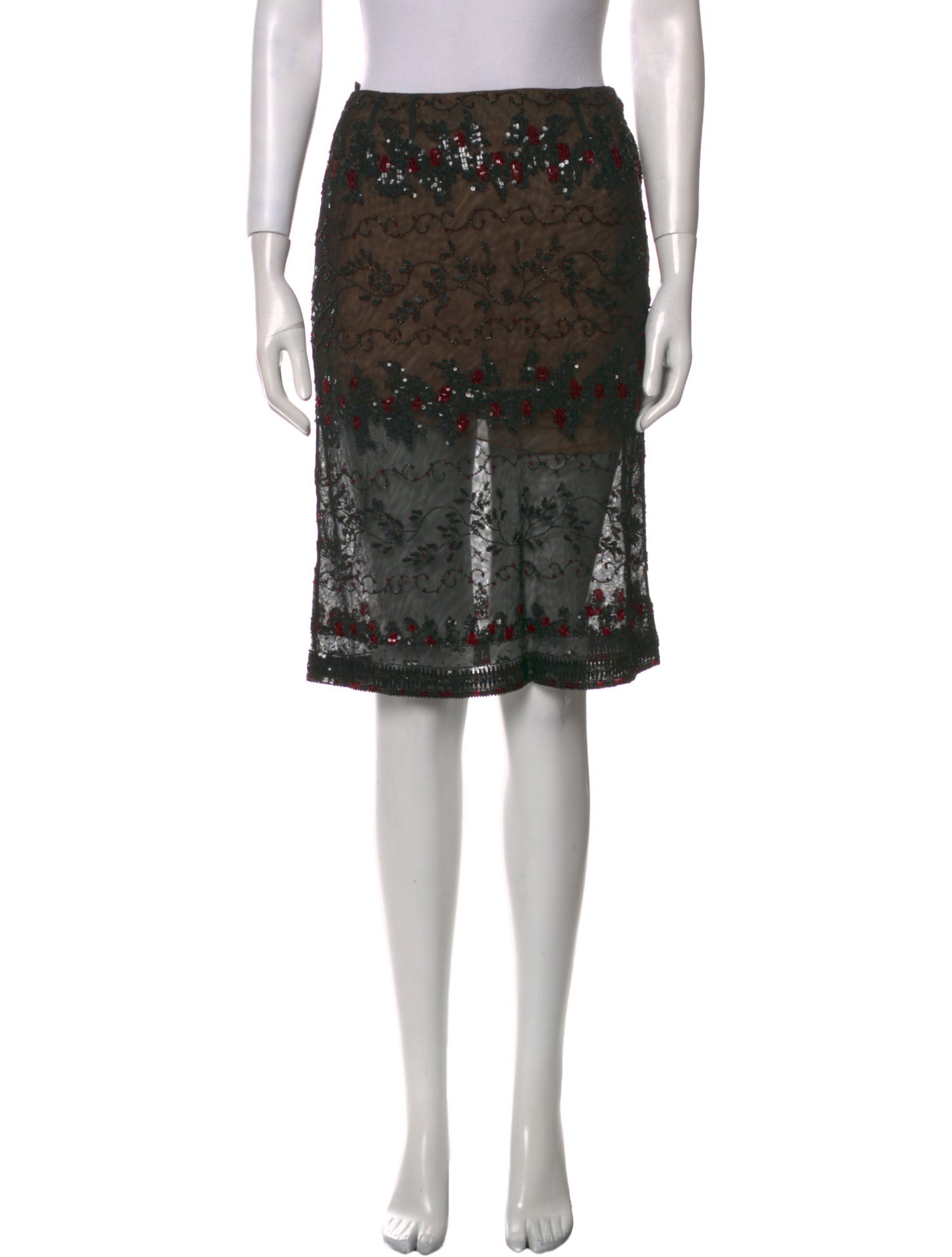 Oscar de la Renta Floral Print Knee-Length Skirt w/ Tags