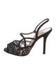 Oscar de la Renta Satin Lace Trim Embellishment Slingback Sandals