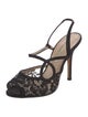 Oscar de la Renta Satin Lace Trim Embellishment Slingback Sandals