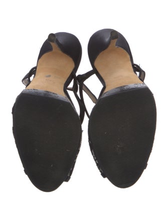 Oscar de la Renta Satin Lace Trim Embellishment Slingback Sandals