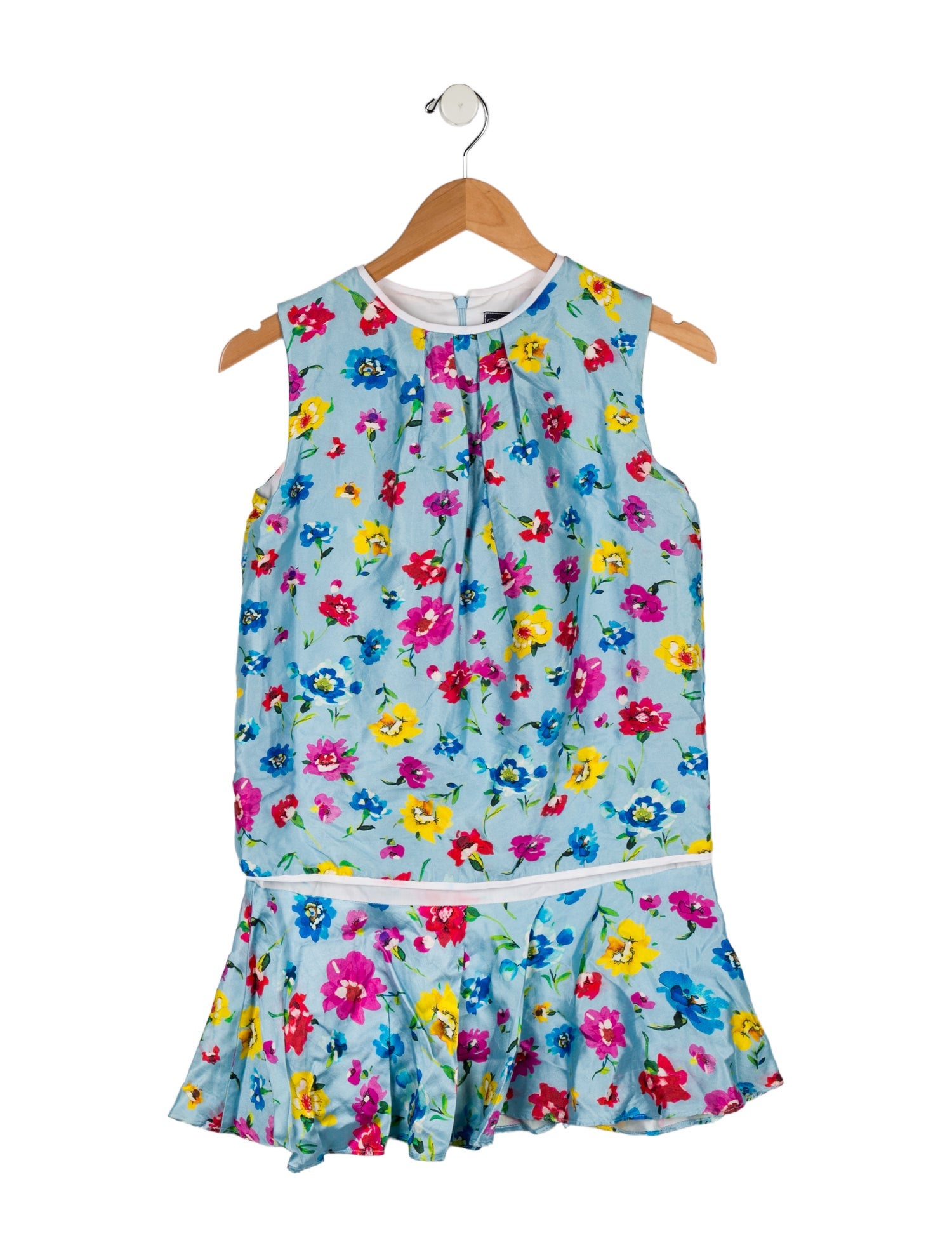 Oscar de la Renta Girls' Sleeveless Floral Print Dress