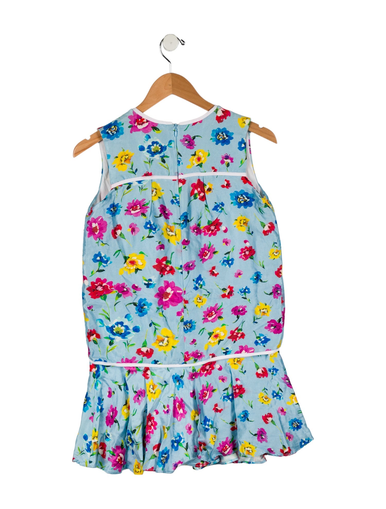 Oscar de la Renta Girls' Sleeveless Floral Print Dress