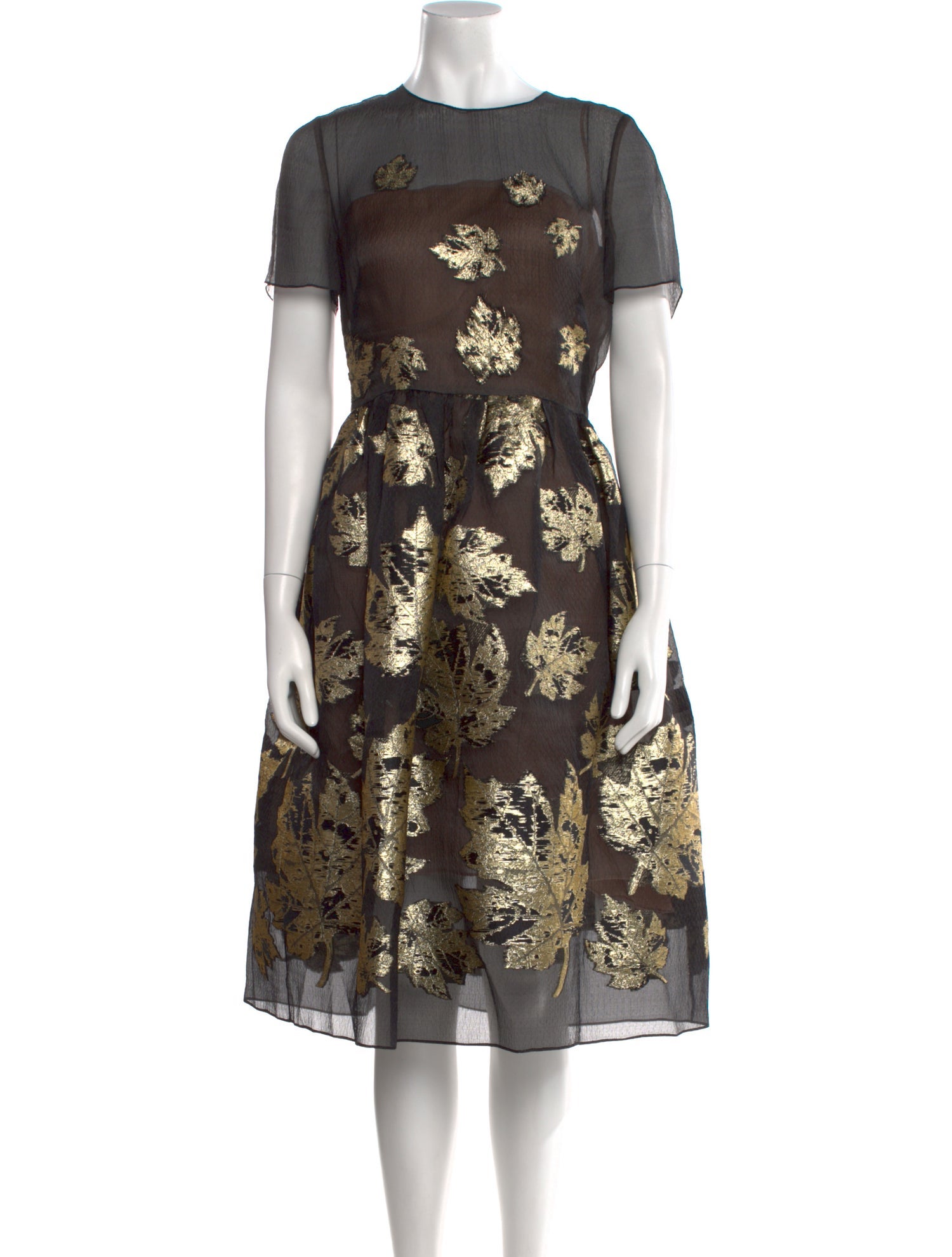 Oscar de la Renta Floral Print Midi Length Dress