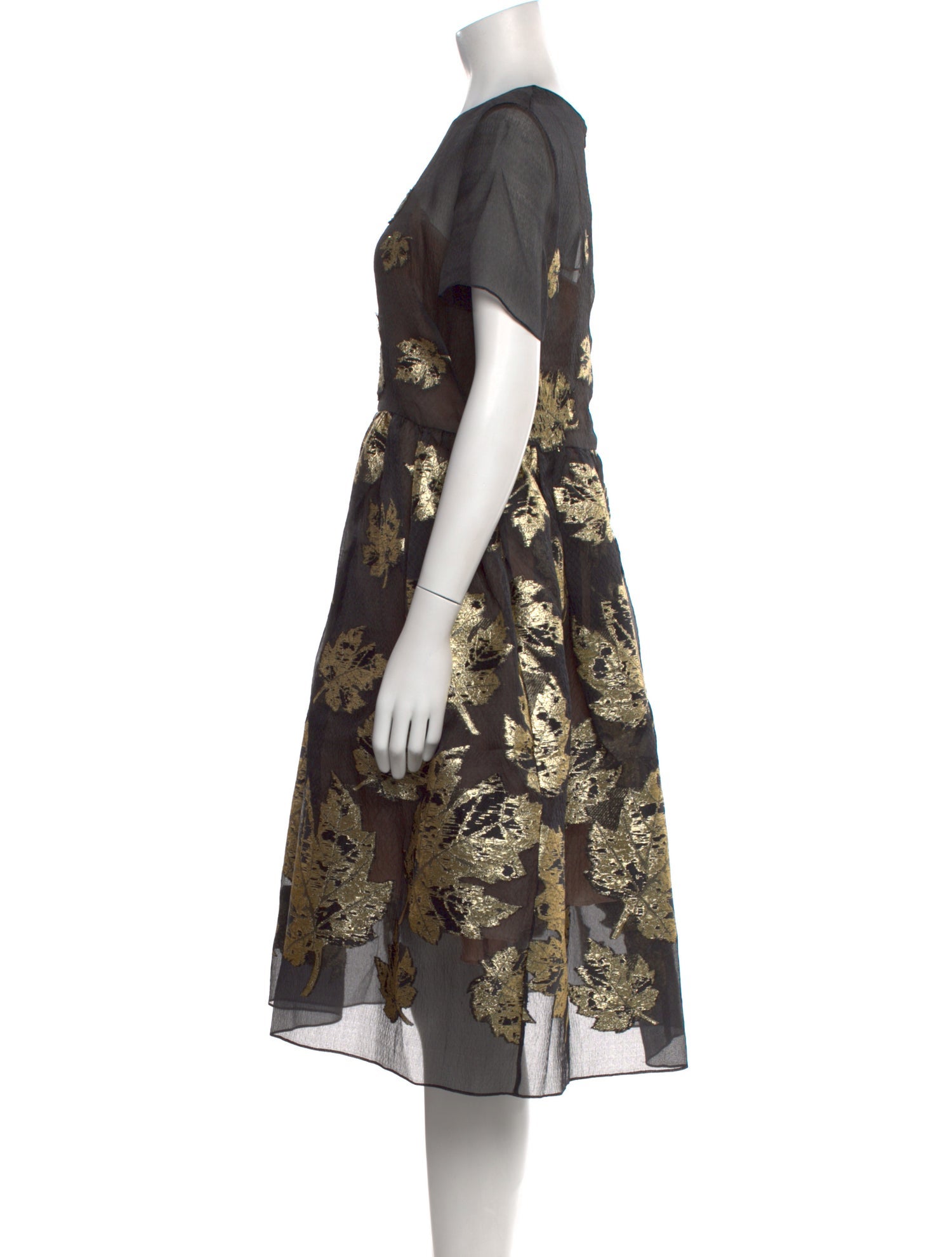 Oscar de la Renta Floral Print Midi Length Dress