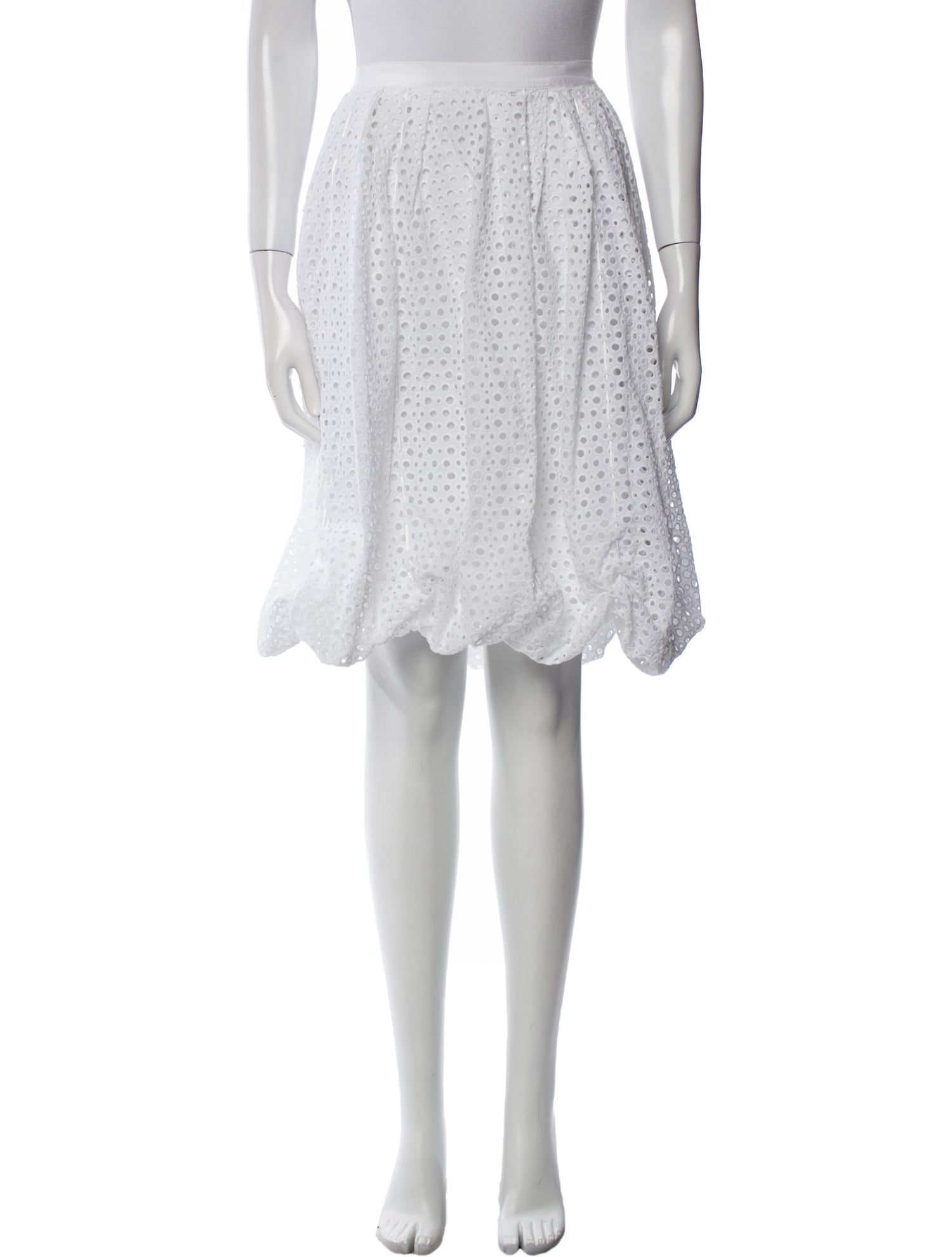 スカート Celine Calfskin short skirt Celine Lace Trim Embellishment Knee-Length Skirt - Neutrals