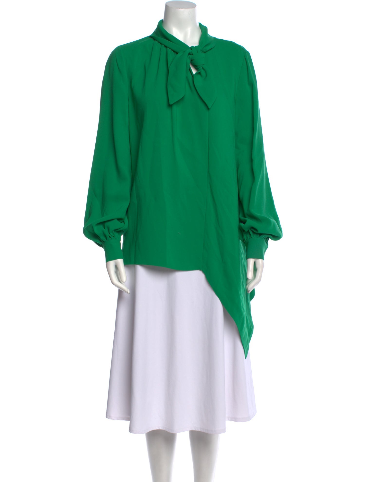 Oscar de la Renta Tie Neck Long Sleeve Blouse