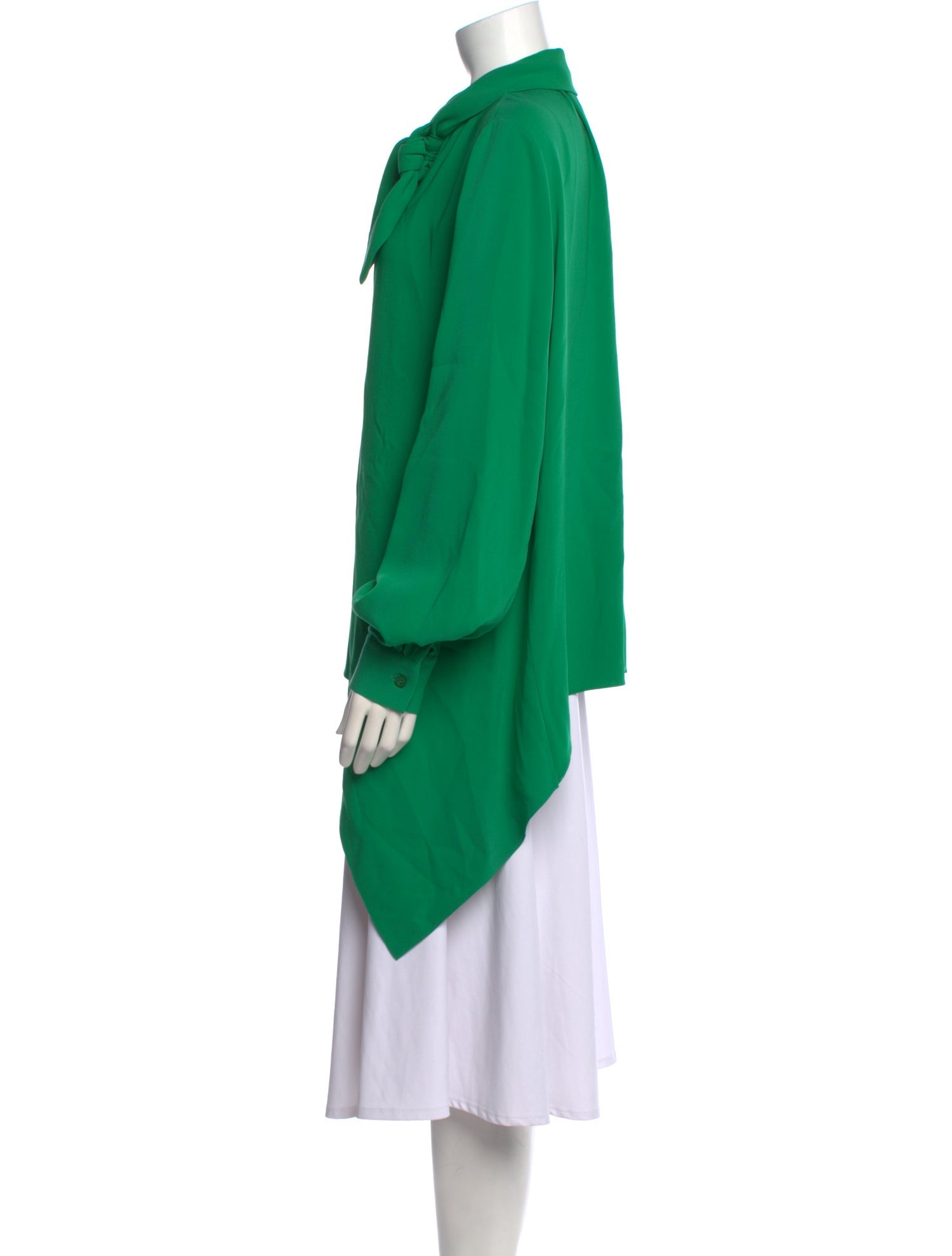 Oscar de la Renta Tie Neck Long Sleeve Blouse