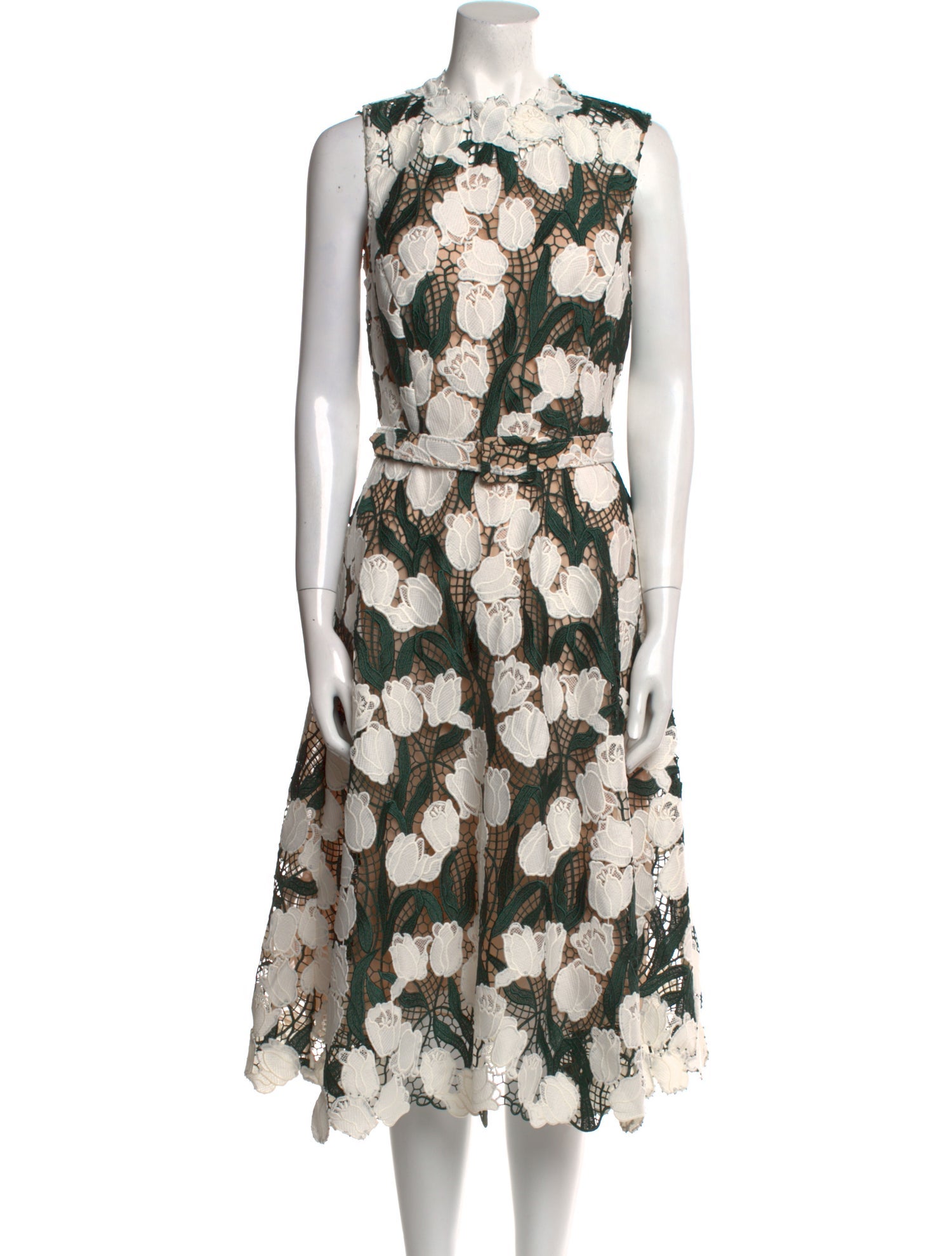 Oscar de la Renta Floral Print Midi Length Dress w/ Tags