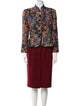 Oscar de la Renta Wool Printed Skirt Suit