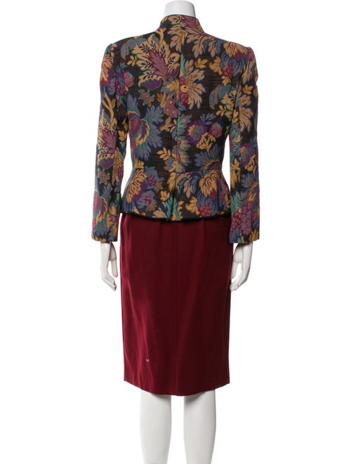 Oscar de la Renta Wool Printed Skirt Suit