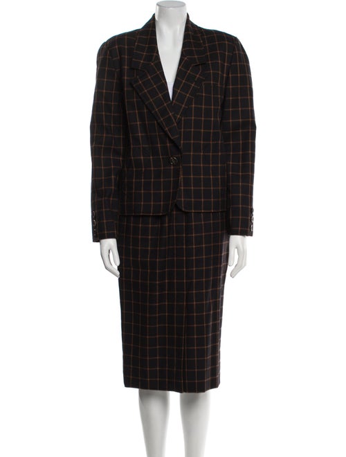 Oscar de la Renta Plaid Print Skirt Suit