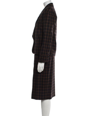 Oscar de la Renta Plaid Print Skirt Suit