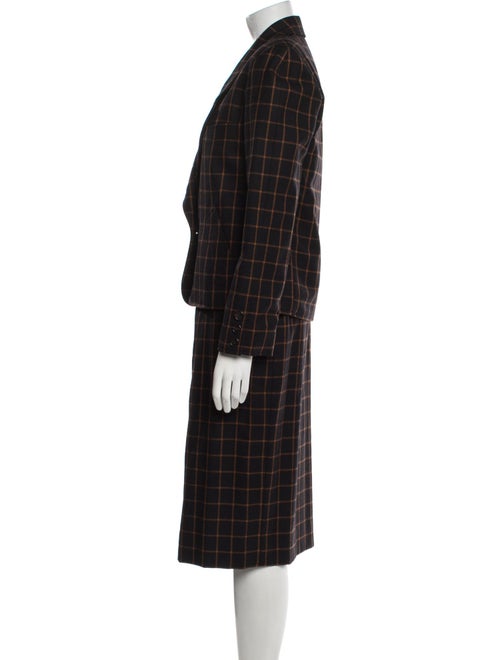 Oscar de la Renta Plaid Print Skirt Suit
