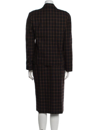 Oscar de la Renta Plaid Print Skirt Suit