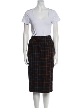 Oscar de la Renta Plaid Print Skirt Suit