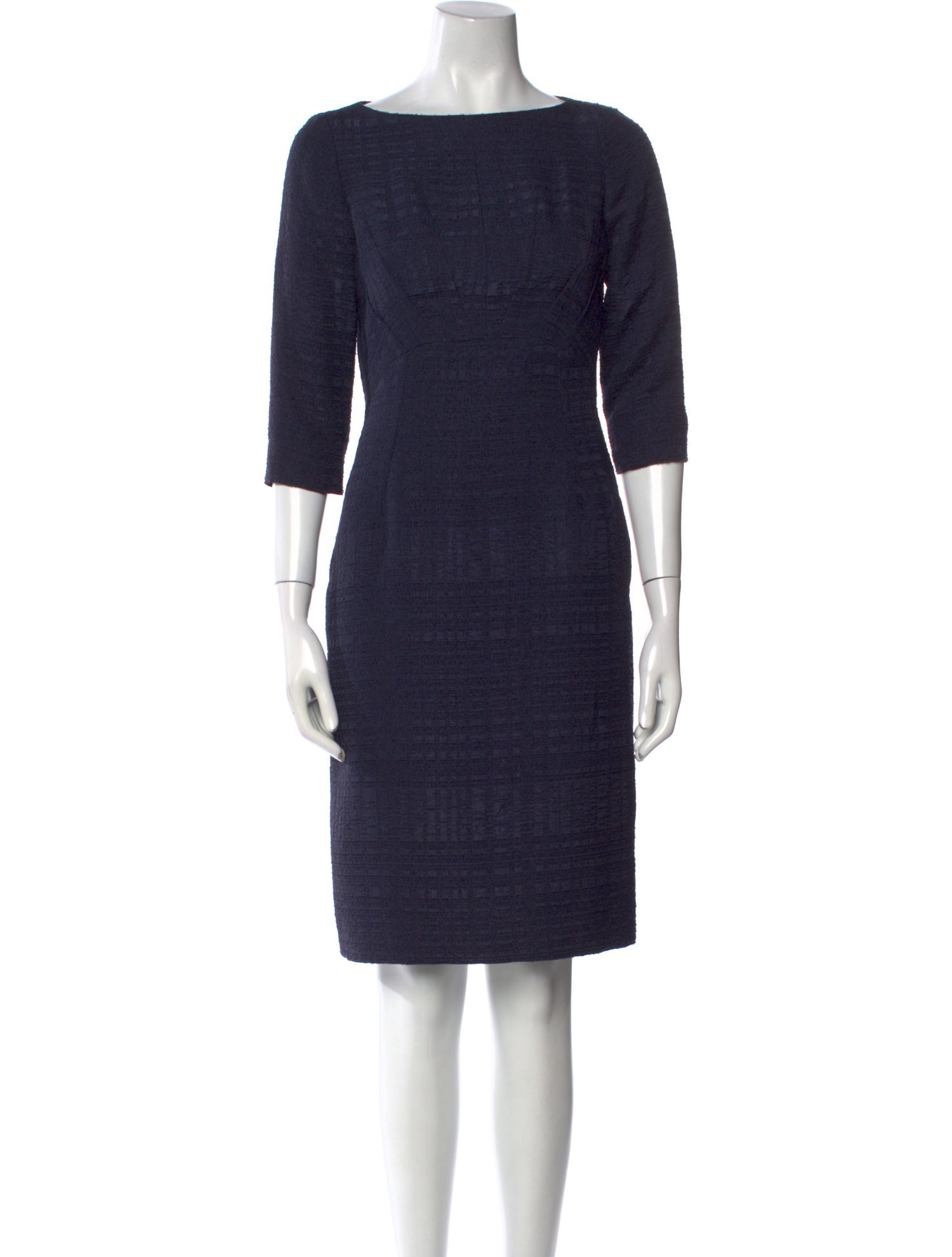 Oscar de la Renta Bateau Neckline Knee-Length Dress