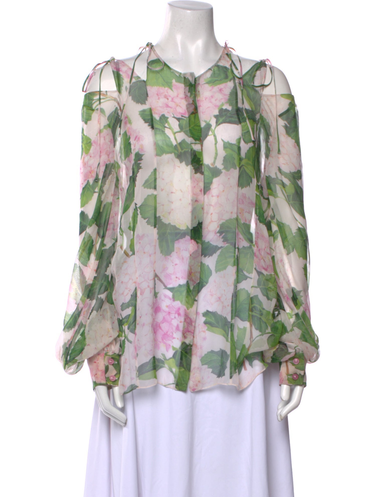 Oscar de la Renta Silk Floral Print Blouse