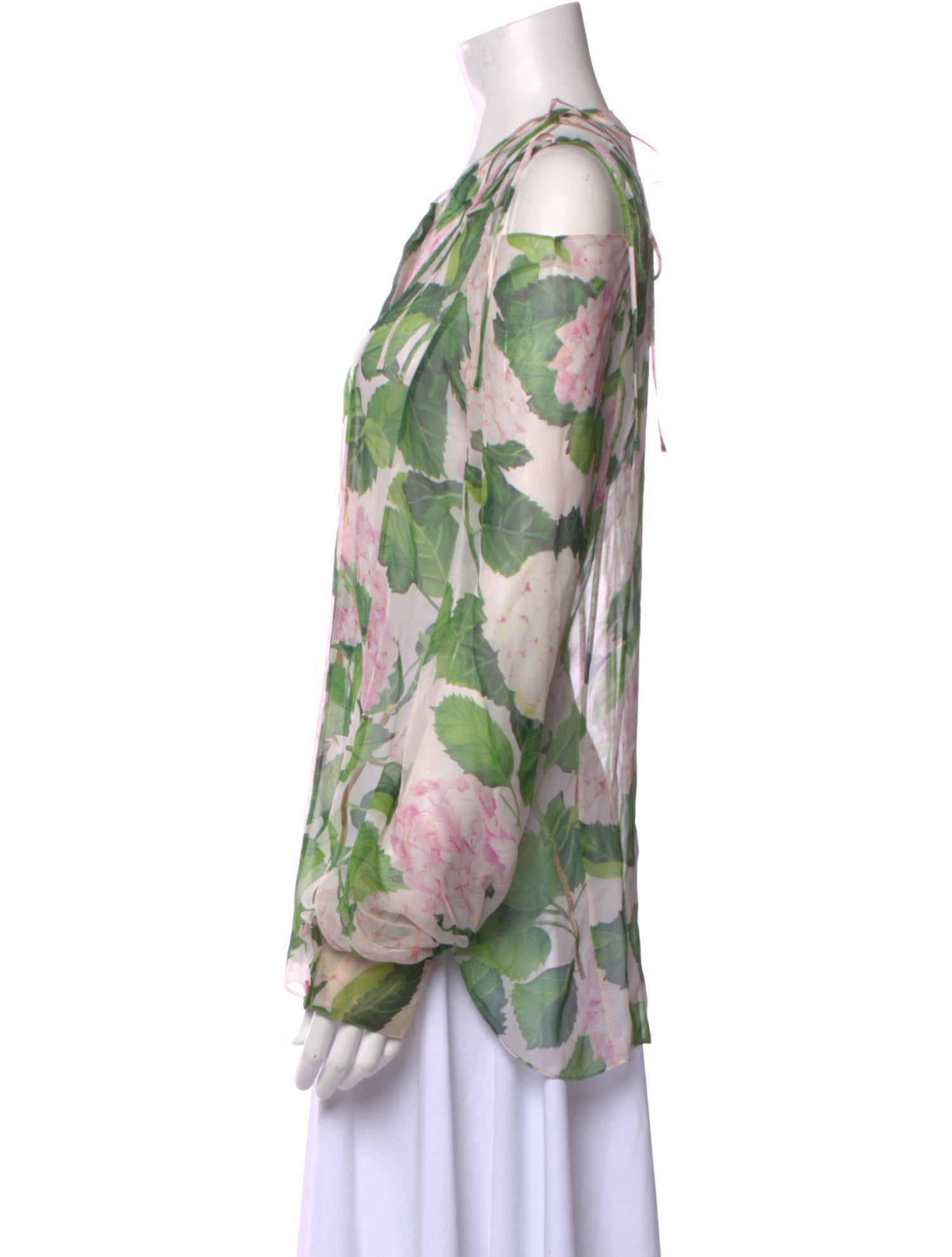 Oscar de la Renta Silk Floral Print Blouse