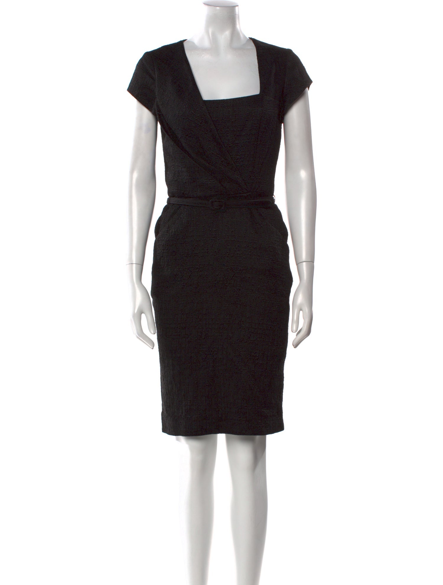Oscar de la Renta Square Neckline Knee-Length Dress