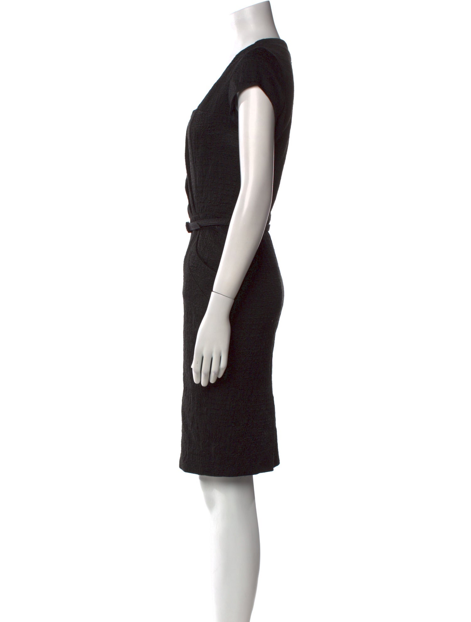 Oscar de la Renta Square Neckline Knee-Length Dress