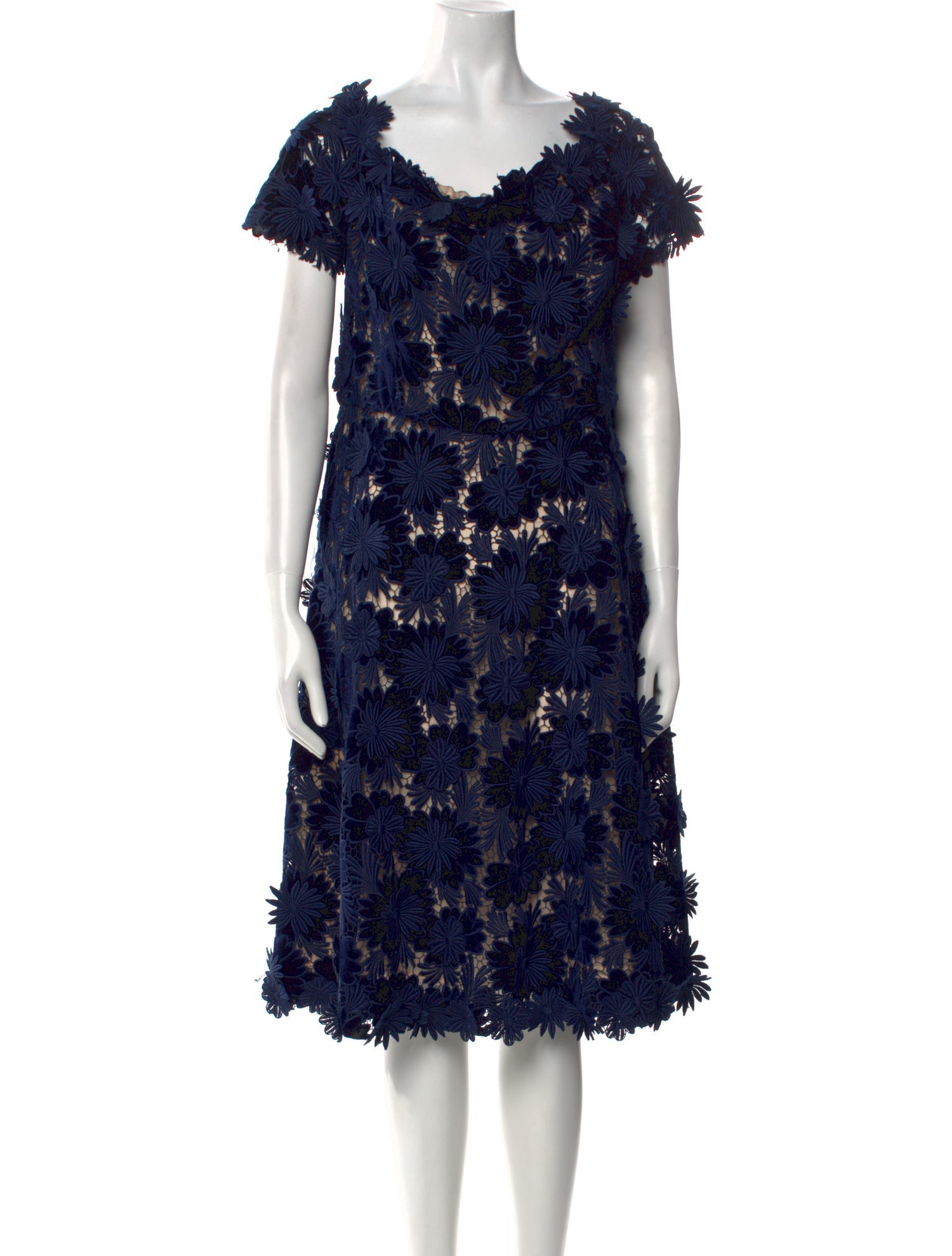 Oscar de la Renta Lace Pattern Knee-Length Dress