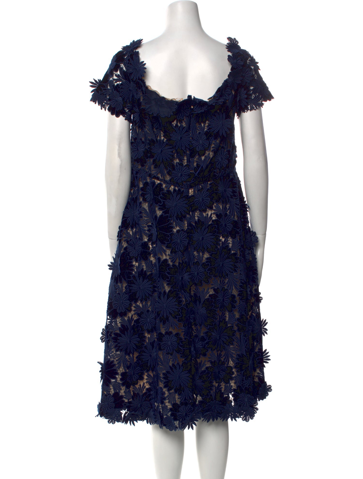 Oscar de la Renta Lace Pattern Knee-Length Dress
