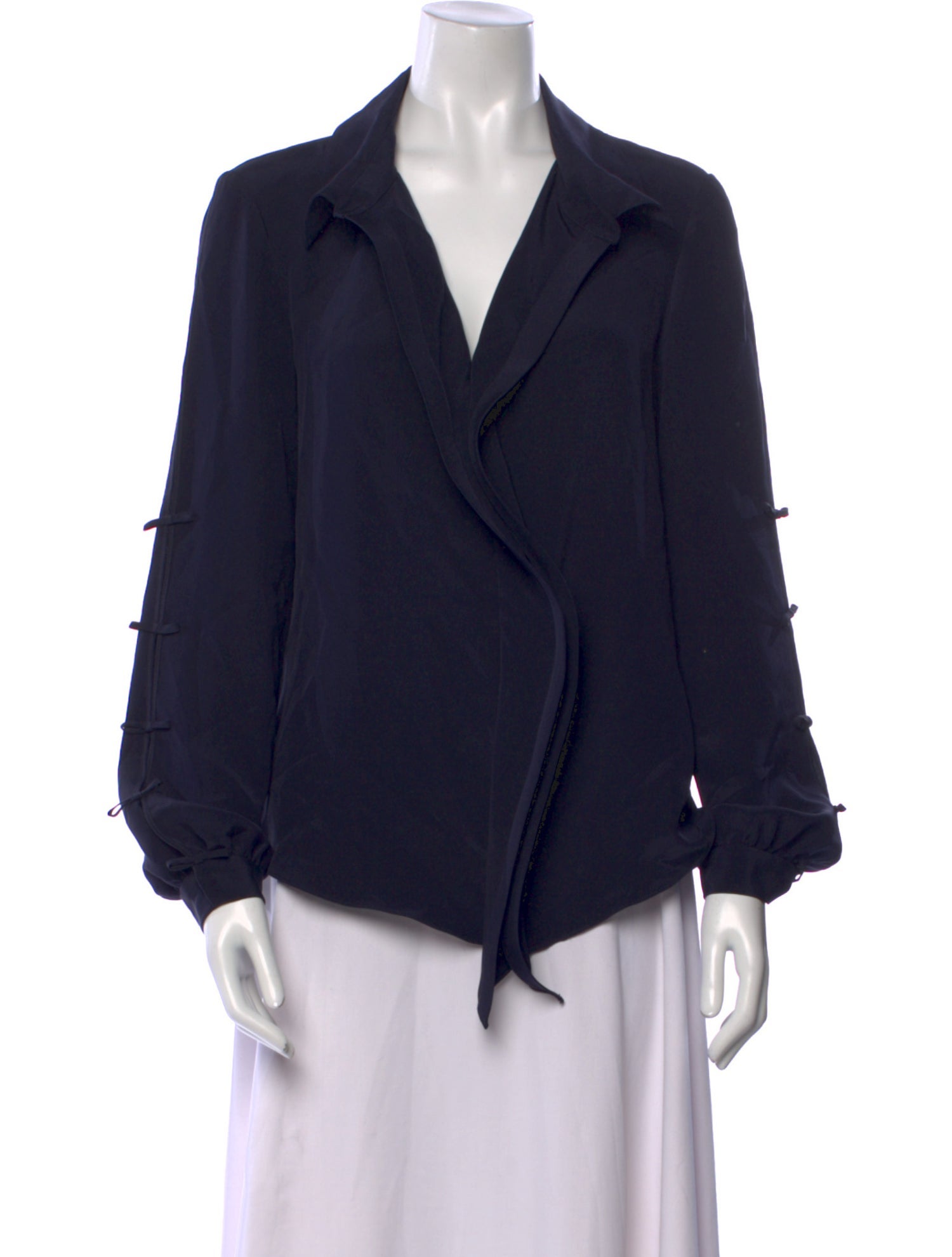 Oscar de la Renta Silk Long Sleeve Blouse