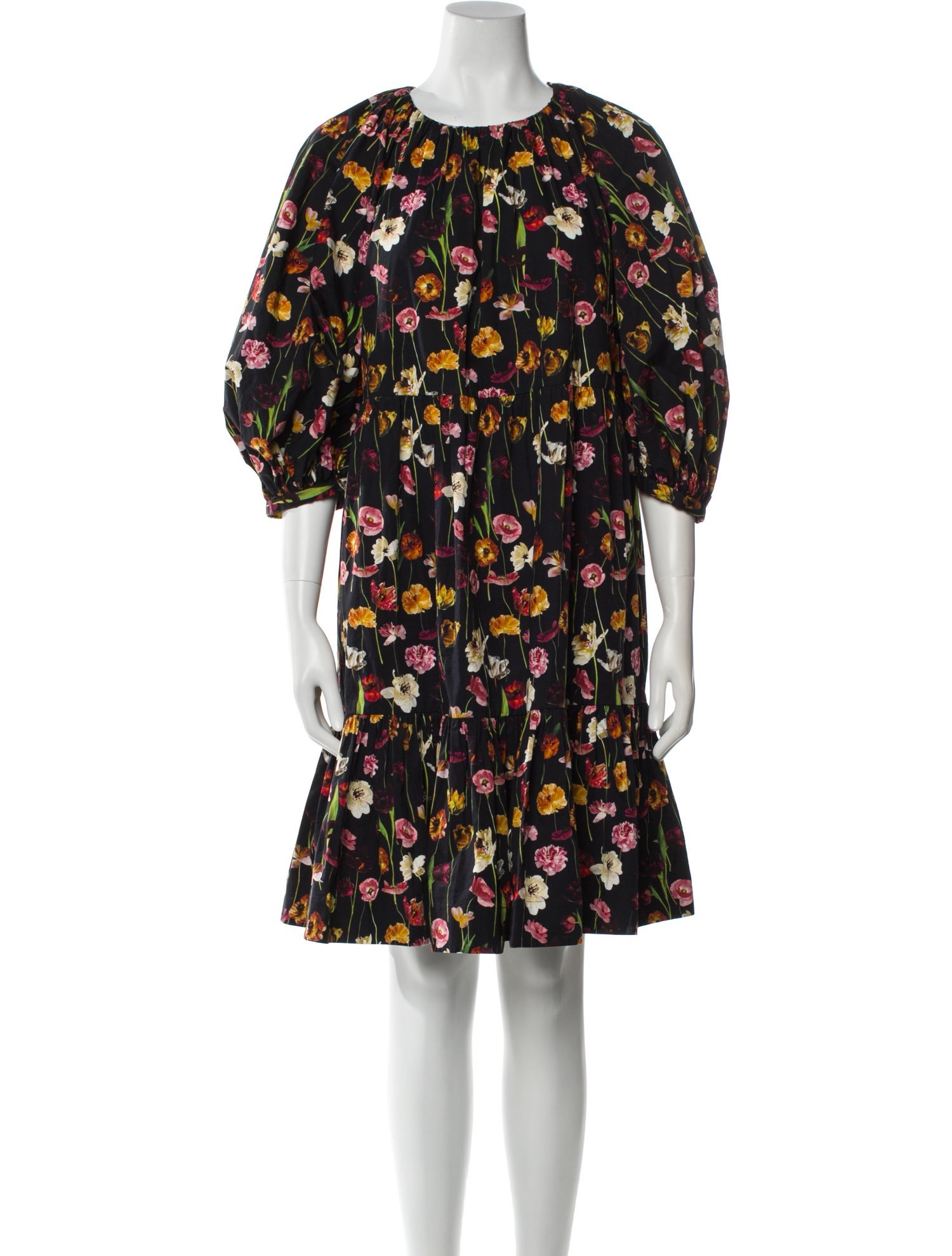 Oscar de la Renta Floral Print Knee-Length Dress
