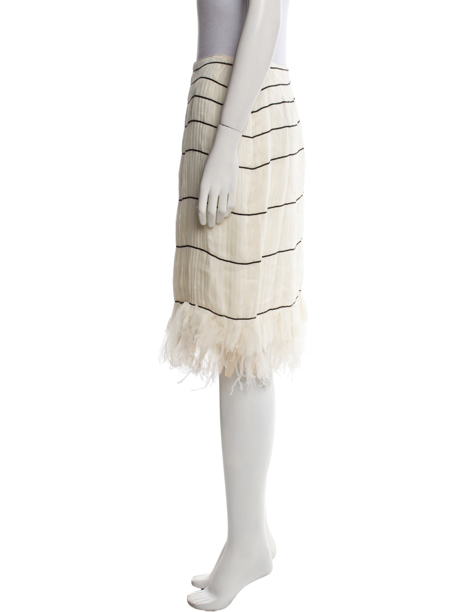 Oscar de la Renta Striped Knee-Length Skirt