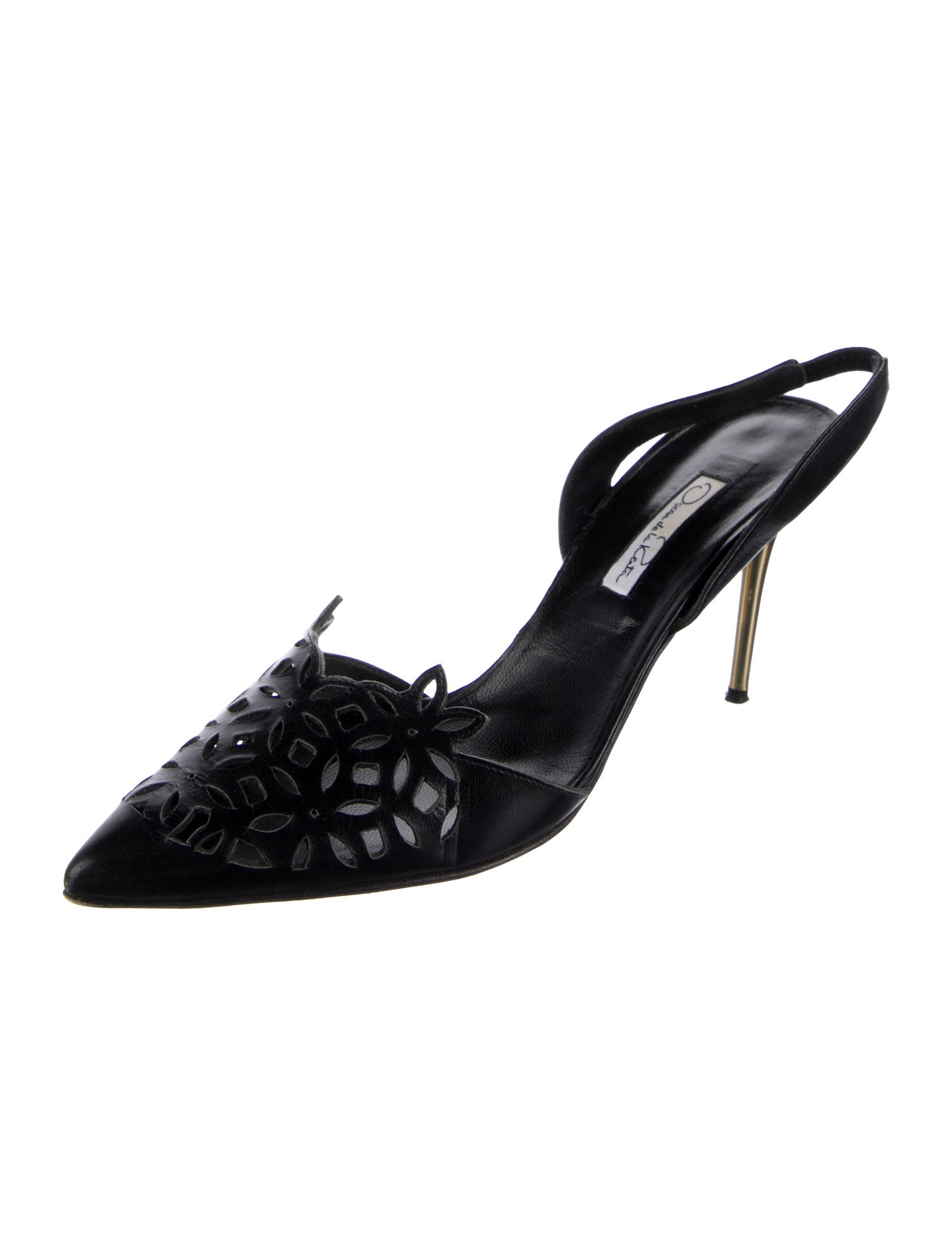 Oscar de la Renta Leather Patterned Slingback Pumps