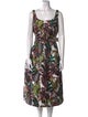 Oscar de la Renta Floral Print Midi Length Dress