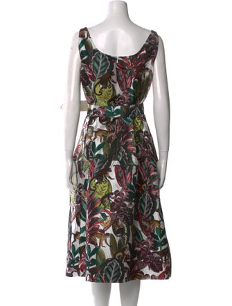 Oscar de la Renta Floral Print Midi Length Dress