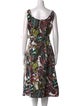 Oscar de la Renta Floral Print Midi Length Dress