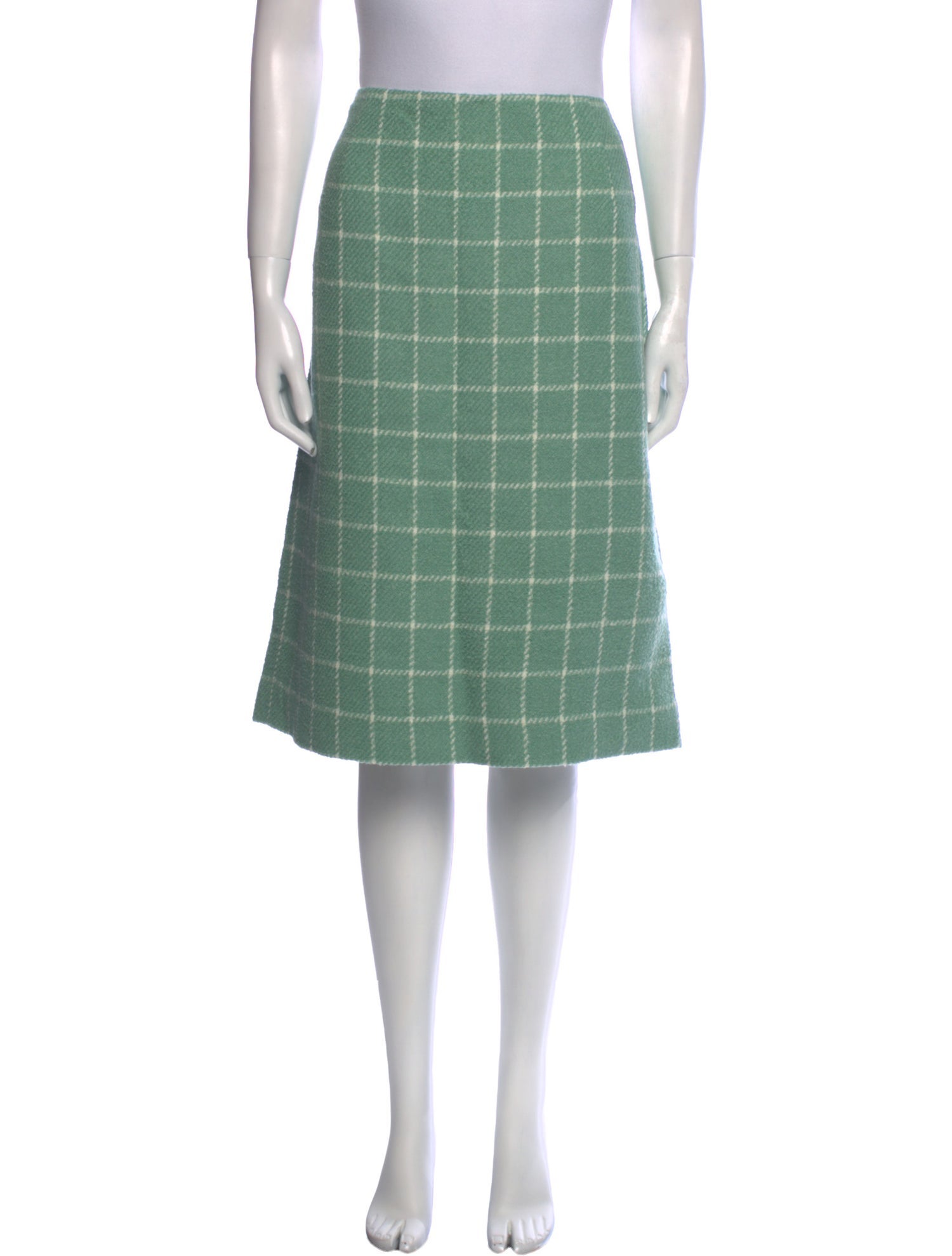 Oscar de la Renta Plaid Print Knee-Length Skirt